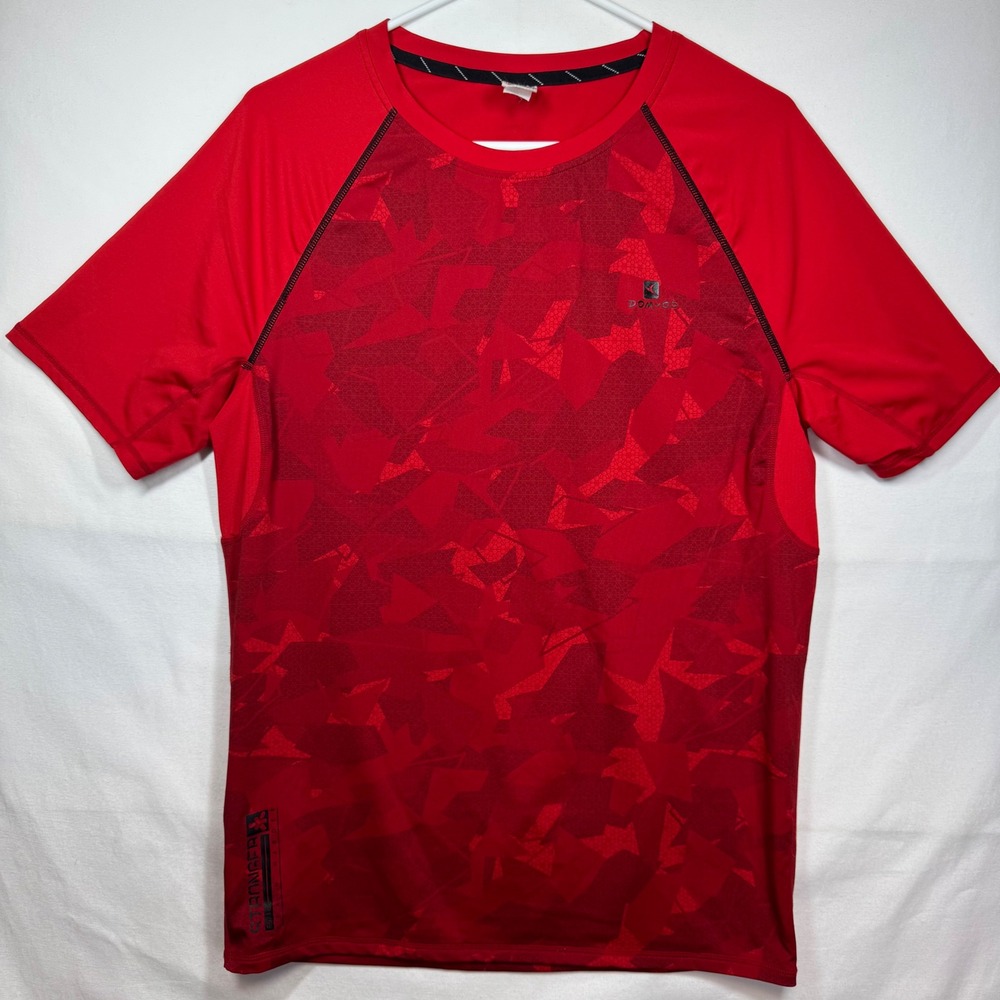Decathlon Domyos Mens Red Geometric Athletic Training T Shirt Sz‎ L - Picture 2 of 9